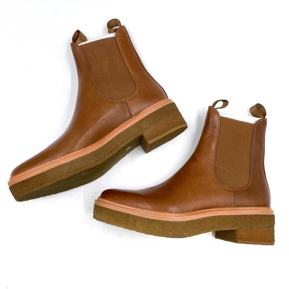 Loeffler Randall Raquel Chelsea Boots Brown Leather Block Heel Ankle Sz 10 - Picture 7 of 14